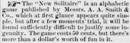 New Solitaire (Salem Register, 11/12/1879)